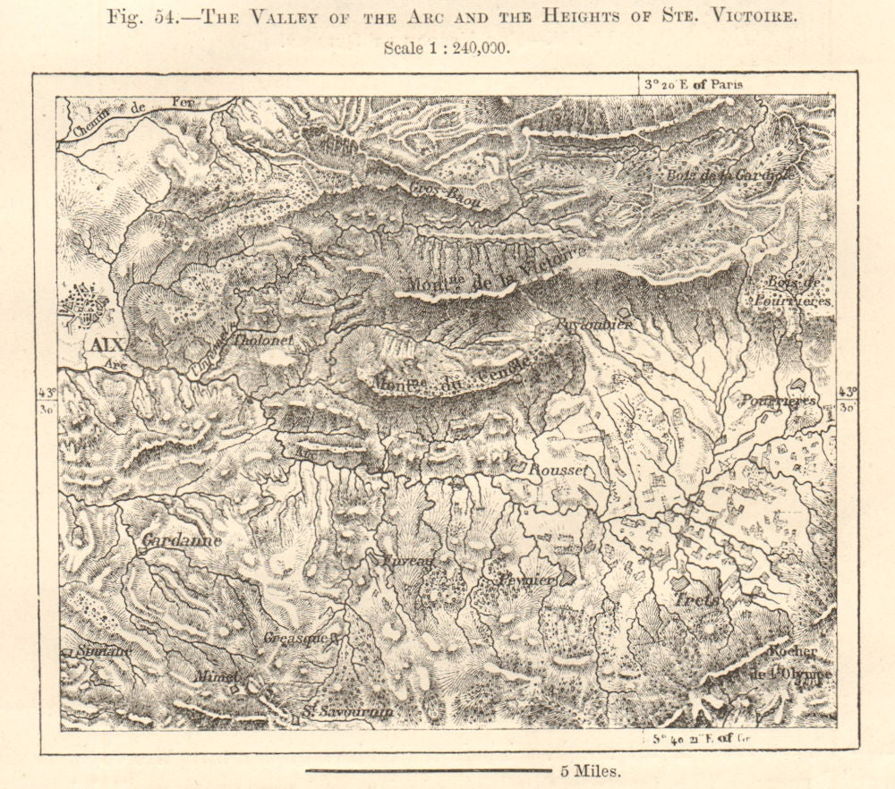 Arc Valley & Montagne Sainte-Victoire. Aix-en-Provence. Sketch map 1885